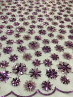Tiny Floral Double-Bead & 3/5 mm Sequin Embroidery — fabric photo 4