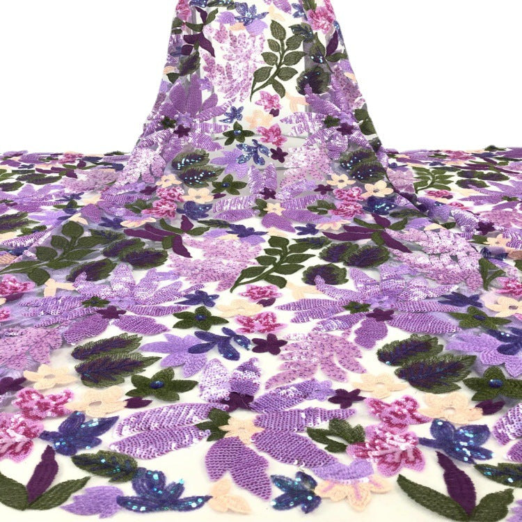 Multicolor Sequin Embroidered Bridal Fabric – Design 55487 — fabric photo 4
