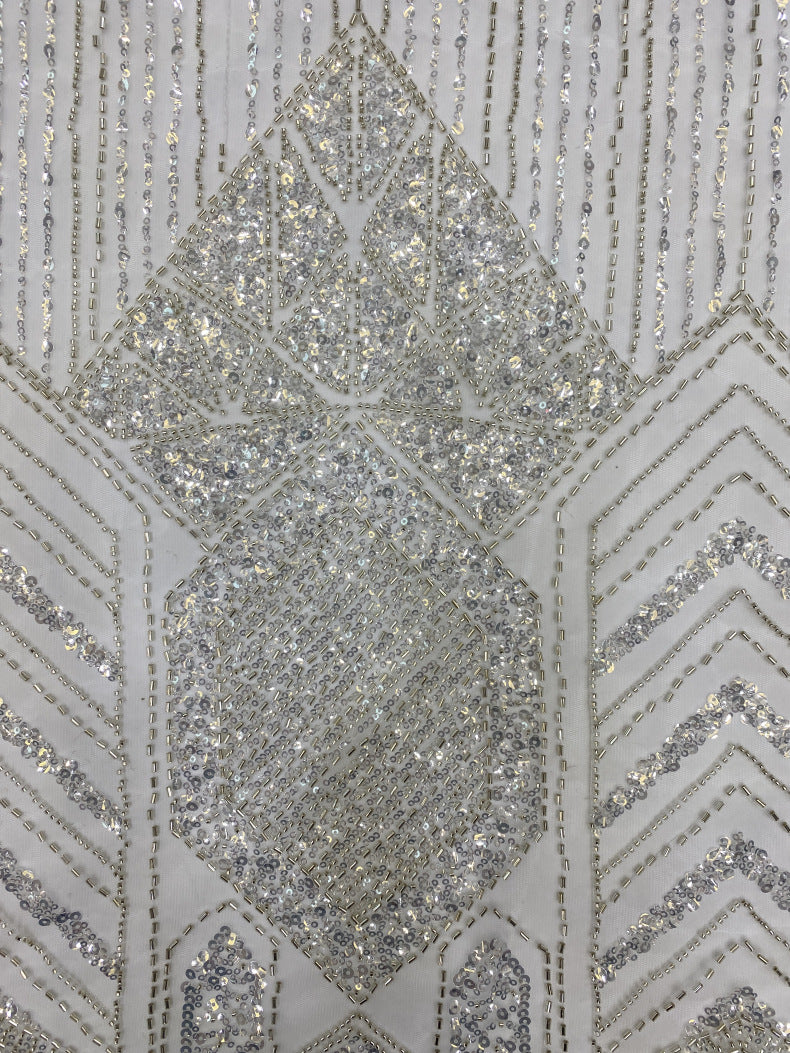 Ornamental Bugle Bead 3/5mm Sequin Fabric — fabric photo 4