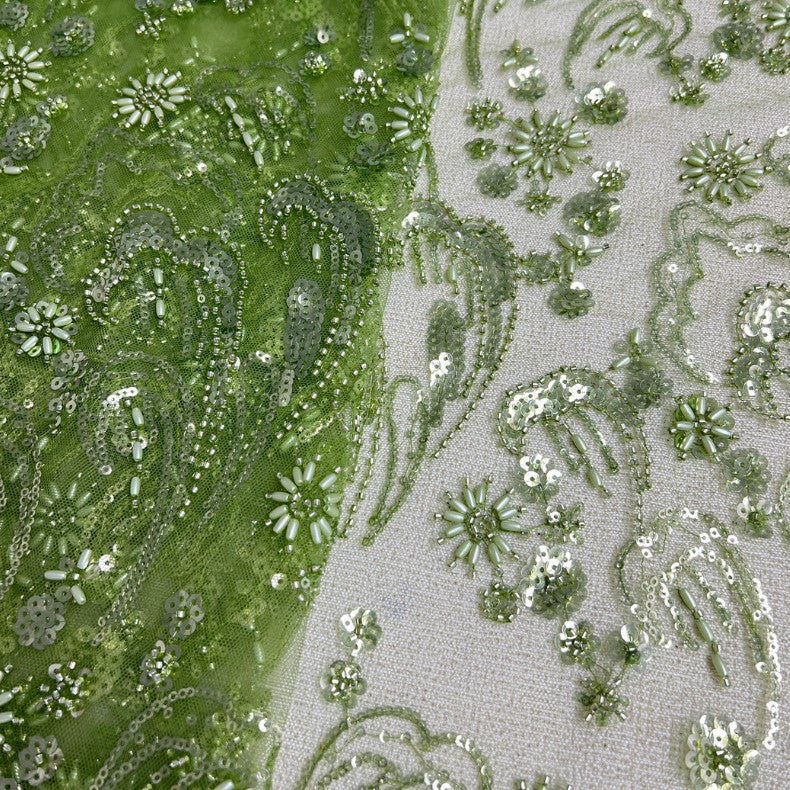 Sequin Beaded Mesh Lace for Dressmaking