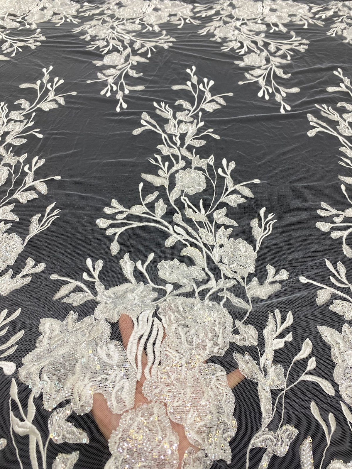Fine Beaded Sequin Fabric for Bridal Dresses — fabric photo 2