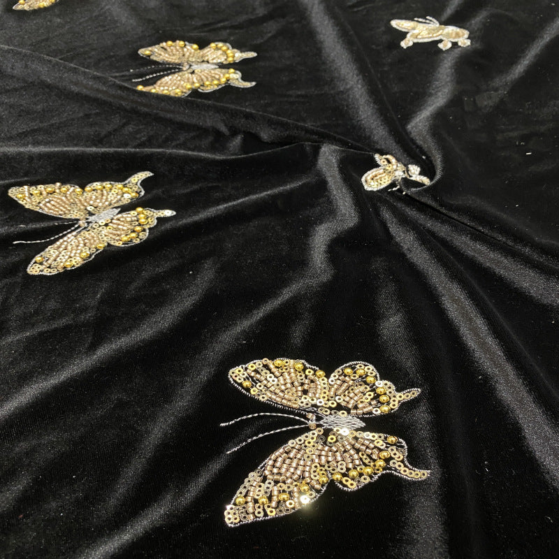 Velvet Butterfly Foam Bead Embroidery Fabric — fabric photo 4
