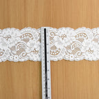 Large Floral Double-Scallop Corded Stretch Nylon Lace Trim 10 cm