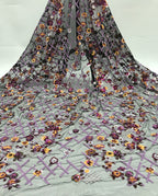 Diamond Grid Mesh with 2/3/4 mm Sequin Embroidery — fabric photo 4