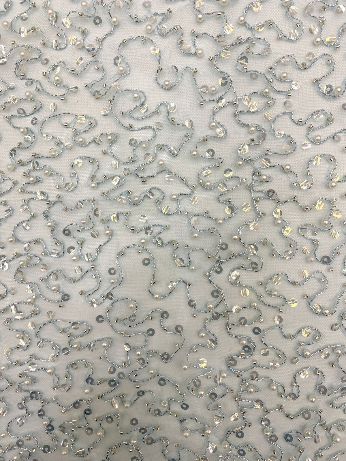 Rope and Foam Bead Sequin Embroidered Mesh — fabric photo 5