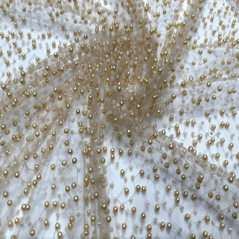 Double-Bead Embroidered Irregular Mesh Fabric — fabric photo 5