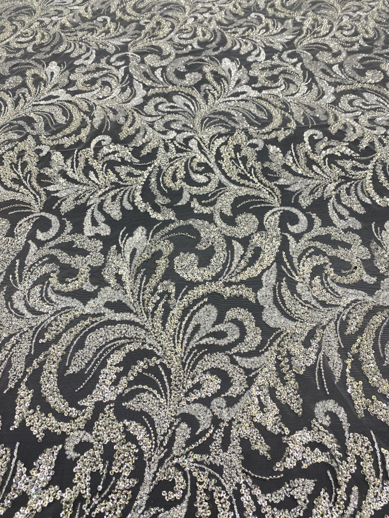 2/4 mm Sequin Embroidered Bridal Fabric – Design 16191 — fabric photo 6