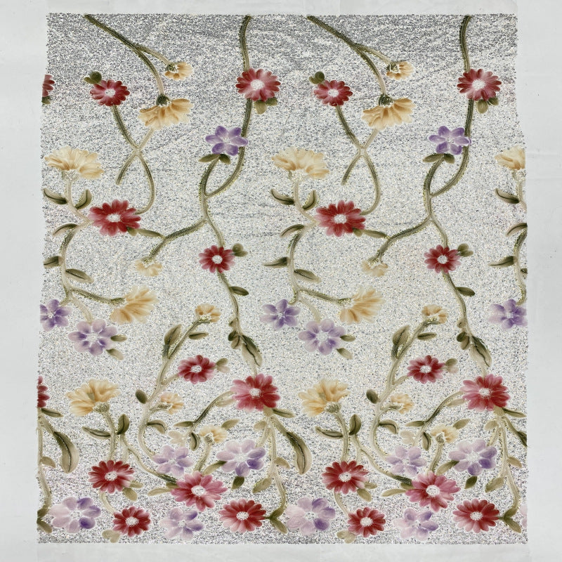 Printed Ribbon Bugle Bead & Sequin Fabric — fabric photo 3