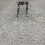 Botanical Crystal-Look Sequin Embroidered Bridal Fabric