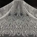 Four-Bead Raised-Bead and Sequin Embroidered Fabric