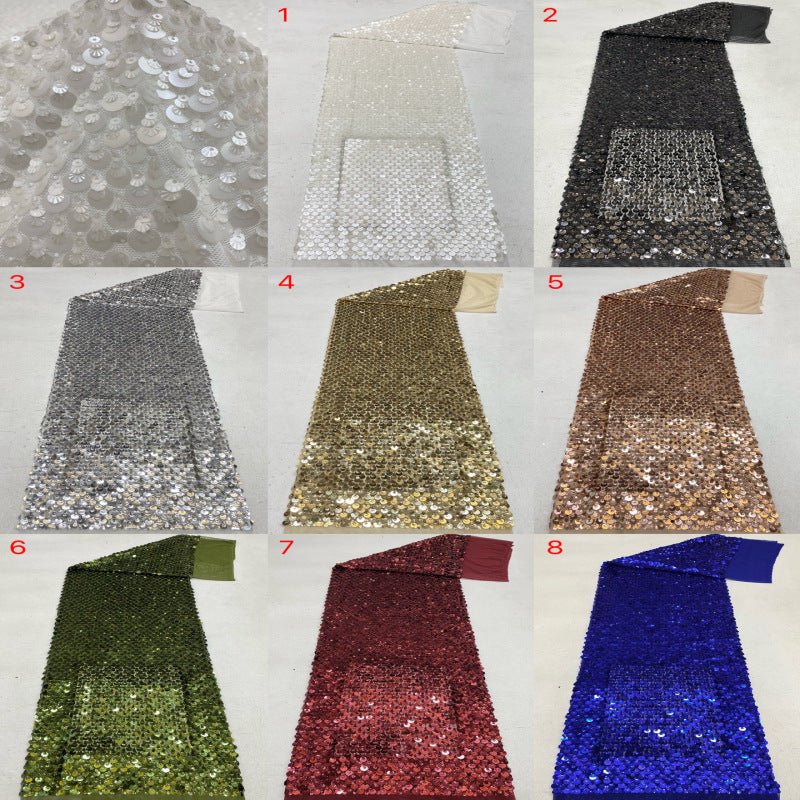Shell Sequin Bead Embroidered Stretch Mesh — fabric photo 4