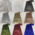 Shell Sequin Bead Embroidered Stretch Mesh — fabric photo 4