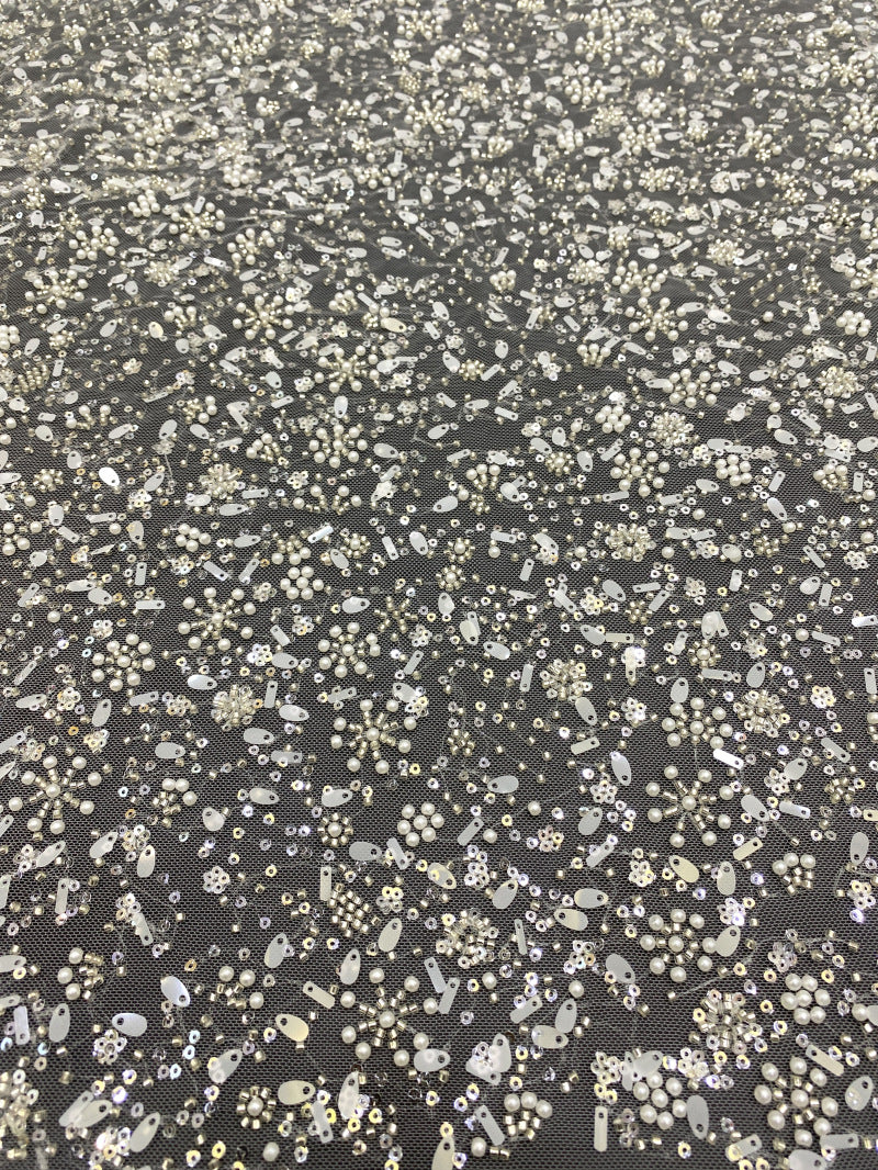 3D Foam Bead Sequin Embroidered Lace Fabric — fabric photo 6