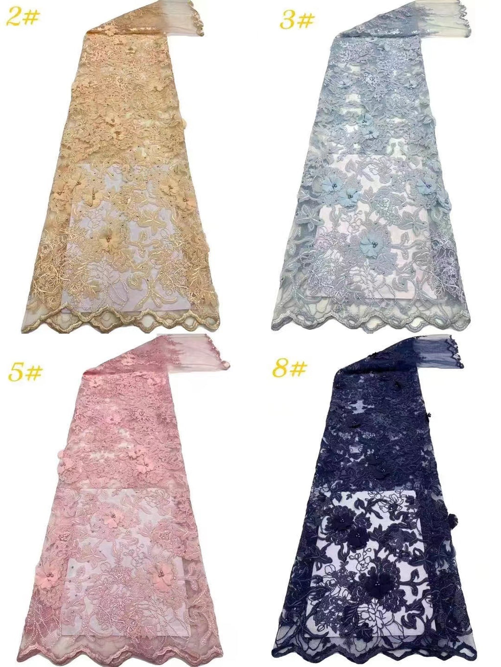 3D Laser-Cut Embroidered Bridal Fabric — fabric photo 2