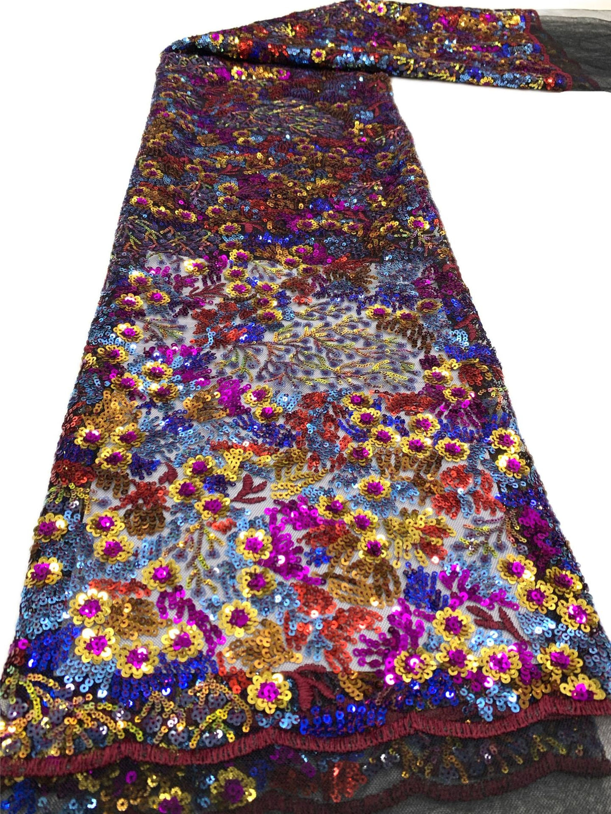 Coral Motif Colorful Laminated Sequin Fabric — fabric photo 6