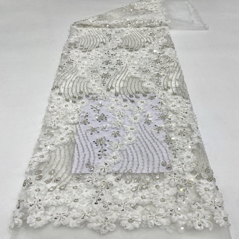 Heavy Sequin & Bugle-Bead Embroidered Bridal Fabric – Design 25567