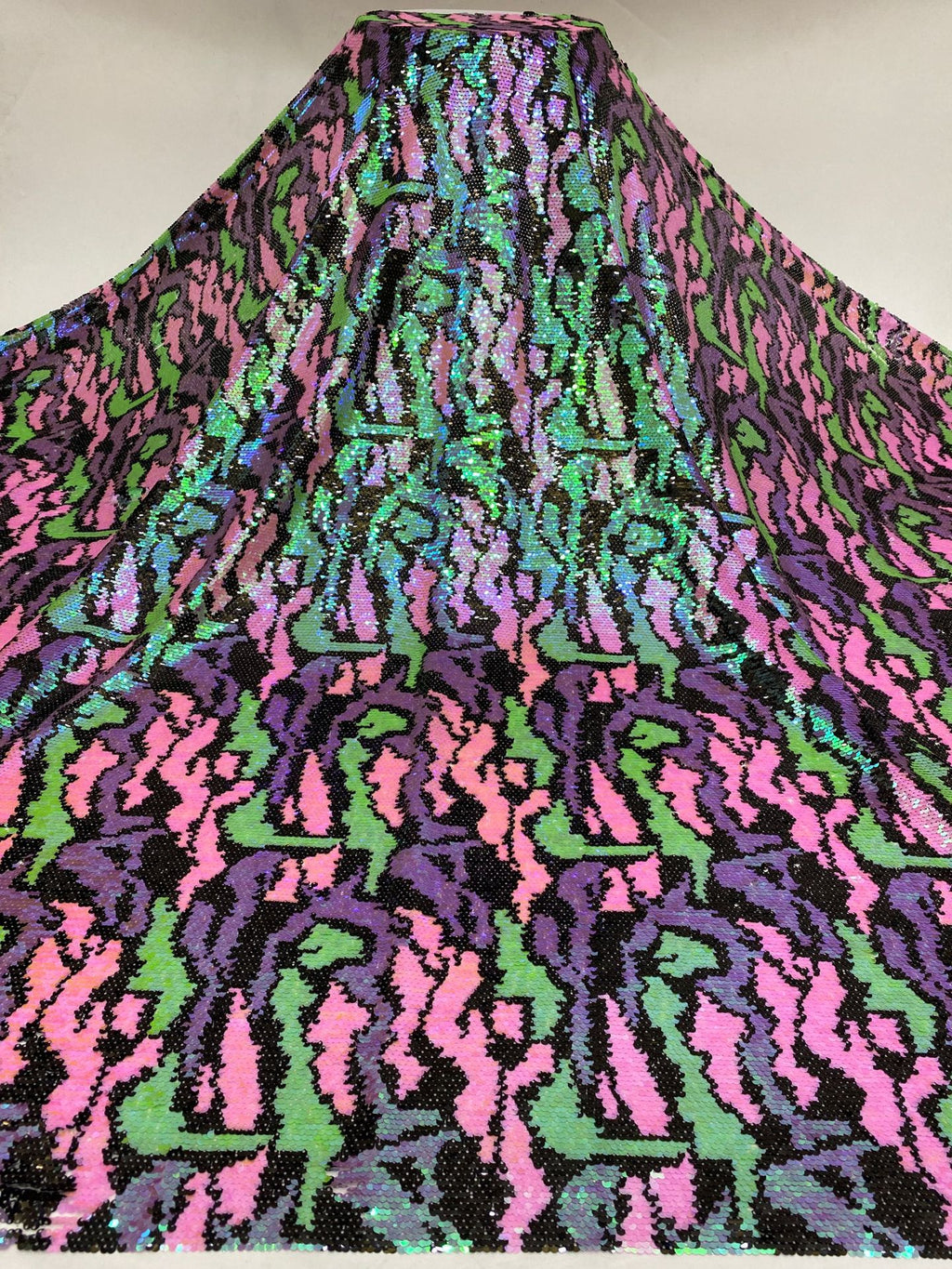 Multicolor Gradient 5 mm Sequin Embroidered Bridal Fabric