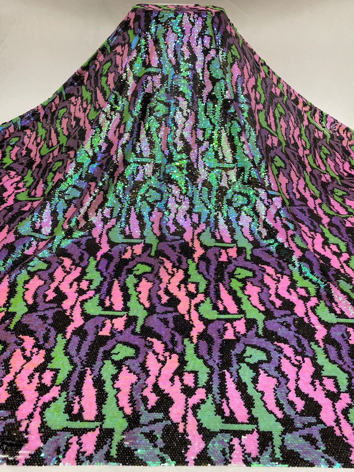 Multicolor Gradient 5 mm Sequin Embroidered Bridal Fabric