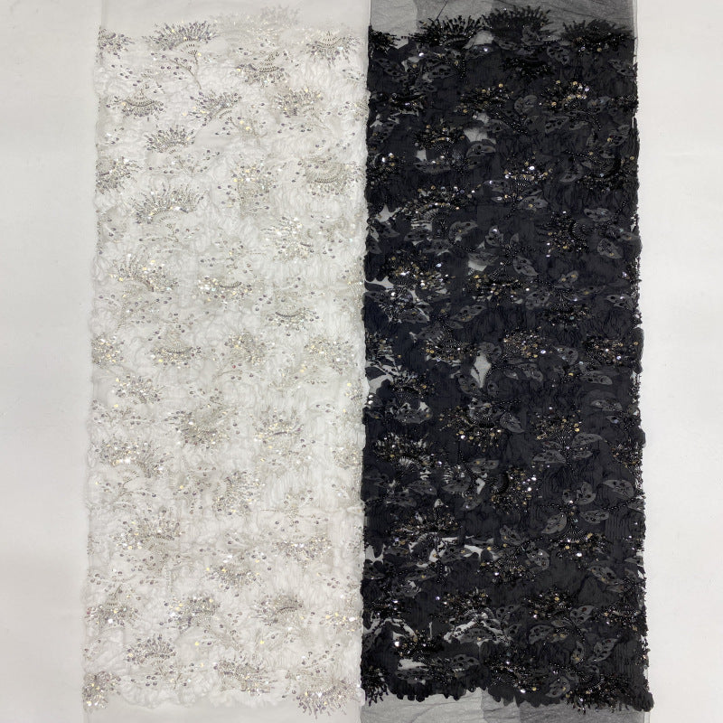 Heavy Sequin & Bugle-Bead Embroidered Bridal Fabric – Design 17087 — fabric photo 3