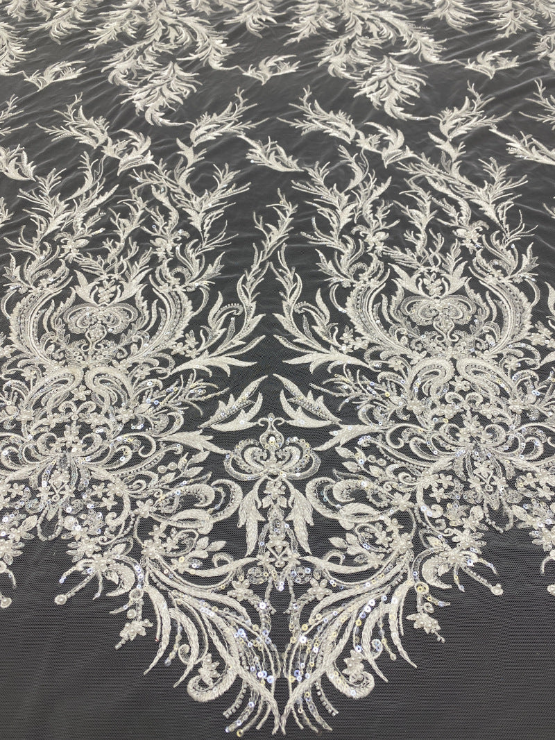 Bead & 3/4mm Sequin Embroidered Occasion Fabric — fabric photo 2