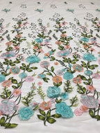 Multicolor Small-Floral Thread Embroidered Fabric — fabric photo 4