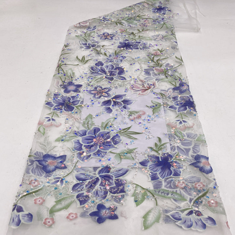 Botanical Sequin & Laser-Cut Embroidered Bridal Fabric – Design 17631 — fabric photo 4