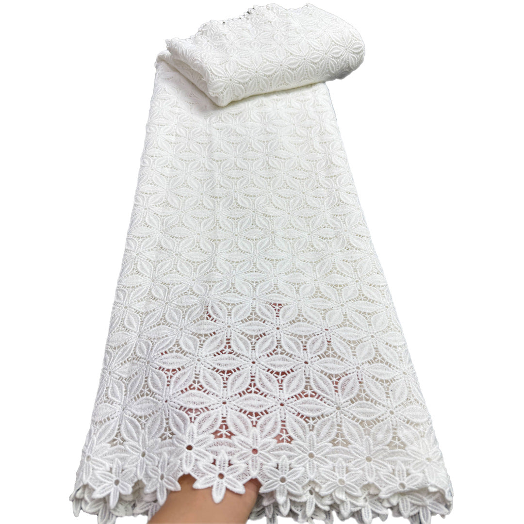 Geometric Embroidered Guipure Lace Fabric — fabric photo 4