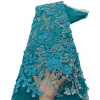 Bugle Bead Sequin Embroidered Mesh Lace — fabric photo 5