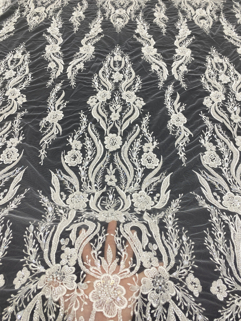 Fine Foam Bead Embroidered Sequin Fabric — fabric photo 2