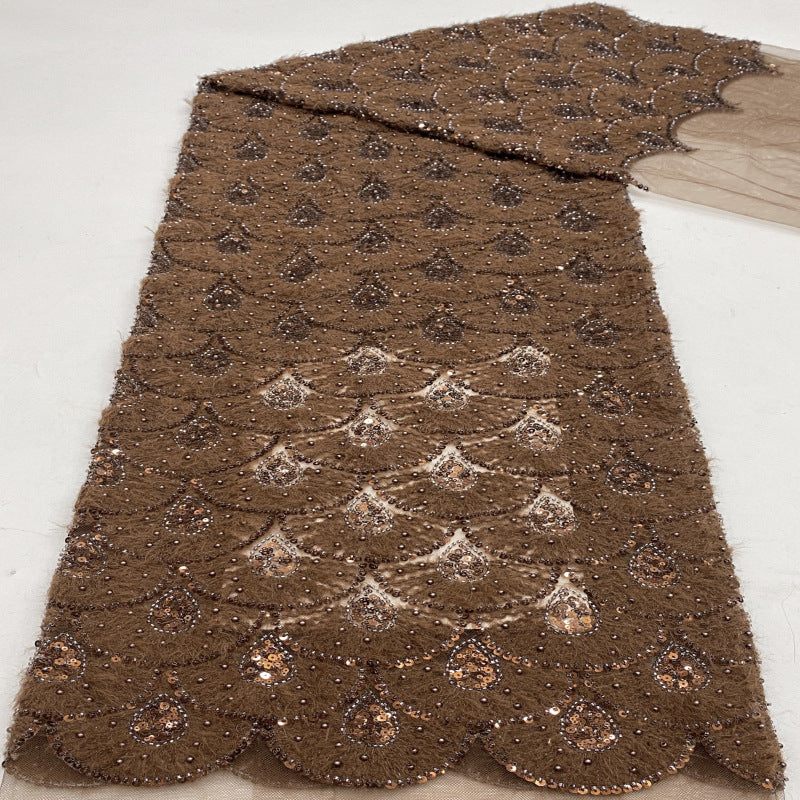 Textured Rope Bead Sequin Embroidery Fabric — fabric photo 4