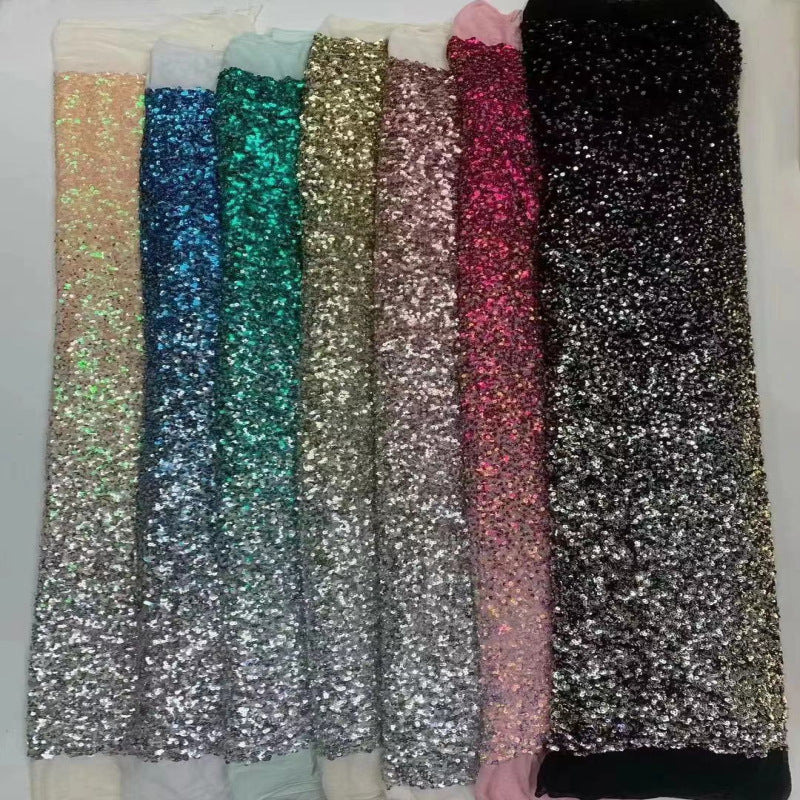 Gradient Two-Tone Sequin Foam Embroidered Stretch Mesh