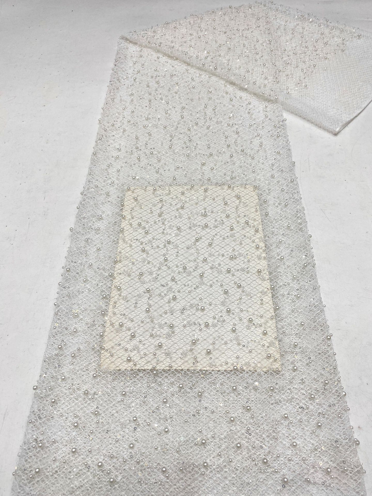 Textured Rope Foam Bead Sequin Embroidery Fabric — fabric photo 6
