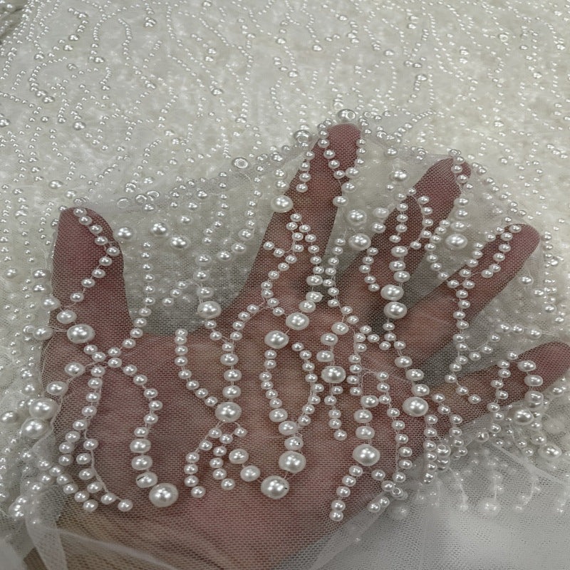 Oversized Foam Bead Embroidery Fabric for Gowns — fabric photo 5