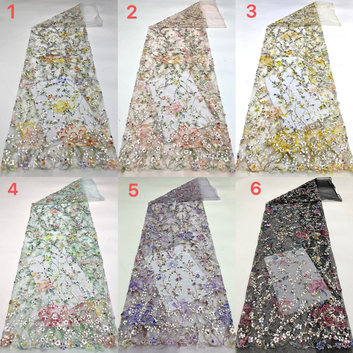 Printed Bead & Sequin Embroidered Fabric