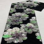 Velvet Large Floral Colorful Sequin Fabric
