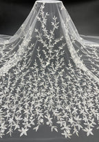 Floral Laser-Cut Bead & Sequin Bridal Fabric — fabric photo 6