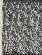Feather-Style Foam Bead & Sequin Embroidery Fabric — fabric photo 6
