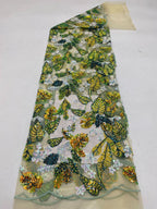 Floral Leaf Colorful Sequin Embroidery Fabric — fabric photo 6