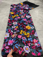 Multicolor Flat Embroidery & Sequin Fabric — fabric photo 3