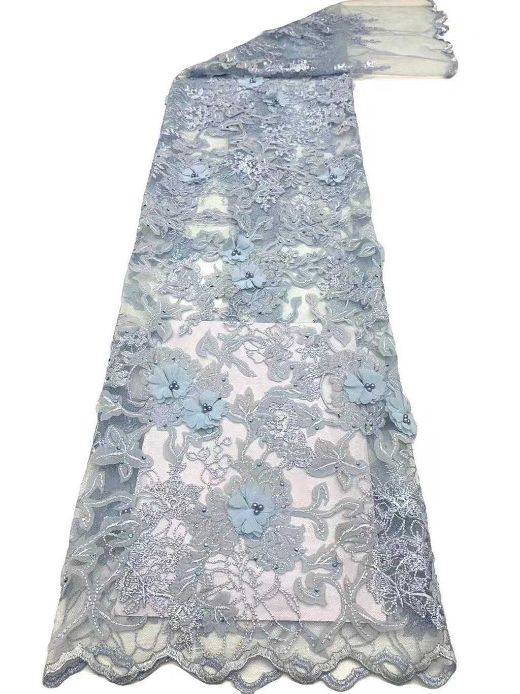 3D Laser-Cut Embroidered Bridal Fabric — fabric photo 4