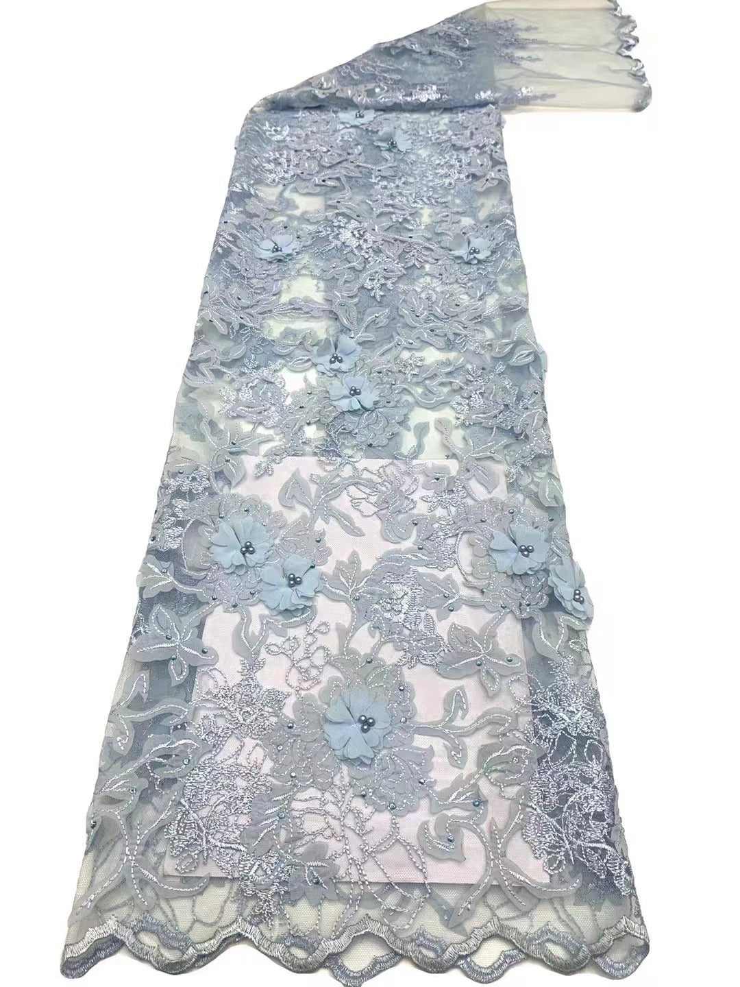 3D Laser-Cut Embroidered Bridal Fabric — fabric photo 4