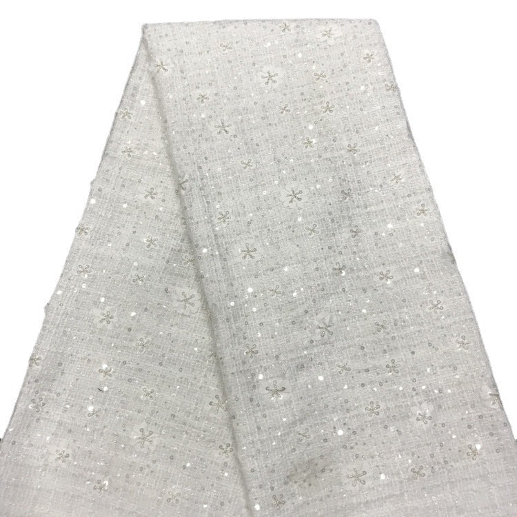Coarse-Woven Laser Floral Bead & Crystal Sequin Fabric — fabric photo 5