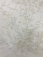 3D 3/7 mm Sequin & White-Core Bead Embroidered Bridal Fabric – Design 50591 — fabric photo 4