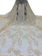 Sequin & Bugle-Bead Embroidered Tulle Mesh Fabric – Design 01279 — fabric photo 2