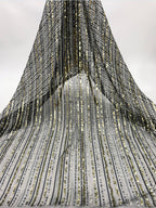 Multicolor Vertical Stripe Sequin Embroidery Fabric — fabric photo 6