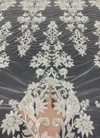 Symmetrical Bugle and Foam Bead Sequin Fabric — fabric photo 2