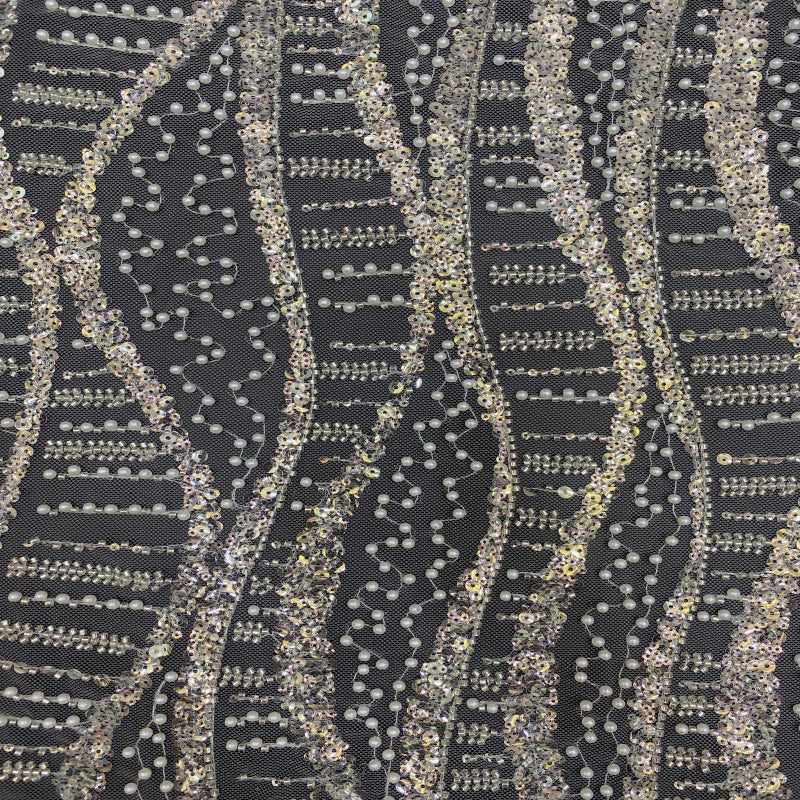 3/5 mm Sequin & Bubble-Bead Embroidered Bridal Fabric – Design 16127 — fabric photo 3