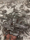 Large Floral Multicolor Thread & Bead Embroidered Fabric — fabric photo 6