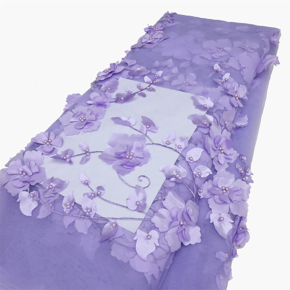 3D Floral Sequin Beaded Lace for Dressmaking — fabric photo 4