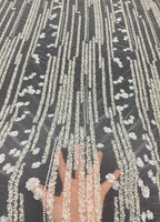 Small Floral Sequin & Bubble-Bead Embroidered Bridal Fabric — fabric photo 2
